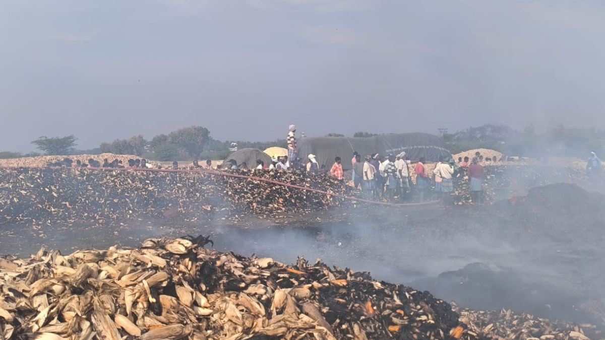 ಹಾವೇರಿ ಬೆಂಕಿ ಅವಘಡ: 66 ರೈತರ ಮೆಕ್ಕೆಜೋಳ ಭಸ್ಮ