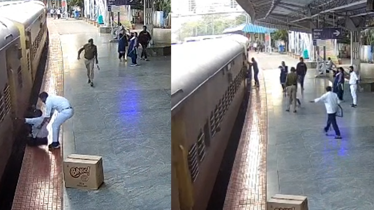 ಚಲಿಸುತ್ತಿದ್ದ ರೈಲು ಹತ್ತಲು ಹೋಗಿ ಬಿದ್ದ ಪ್ರಯಾಣಿಕ - ಮಂಡ್ಯದಲ್ಲಿ ಮಾನವೀಯತೆ ಮೆರೆದ ರೈಲ್ವೆ ಸಿಬ್ಬಂದಿ