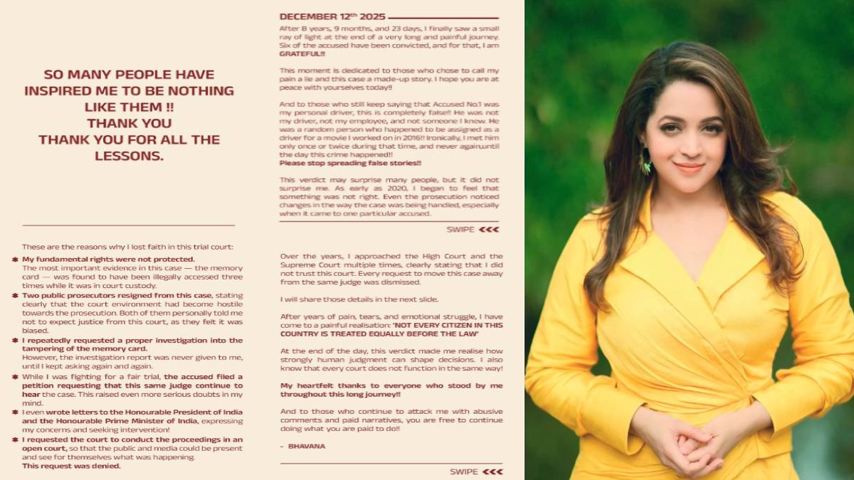 Actress Bhavana Breaks Silence After Actor Dileep’s Acquittal in 2017 Kerala Case