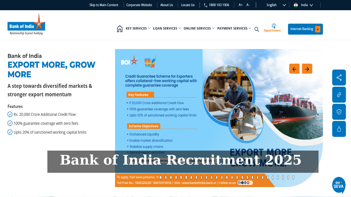 Bank of India Recruitment 2025: Apply for 514 Credit Officer Posts; Check Eligibility and Details