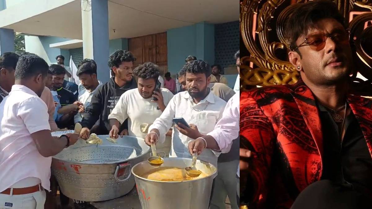 ಡೆವಿಲ್ ಚಿತ್ರಕ್ಕೆ ಫುಲ್ ಮಾರ್ಕ್ಸ್!! ಕೊಪ್ಪಳ ಶಾರದಾ ಥಿಯೇಟರ್ ನಲ್ಲಿ ಅನ್ನಸಂತರ್ಪಣೆ ನೀಡಿದ ಅಭಿಮಾನಿಗಳು