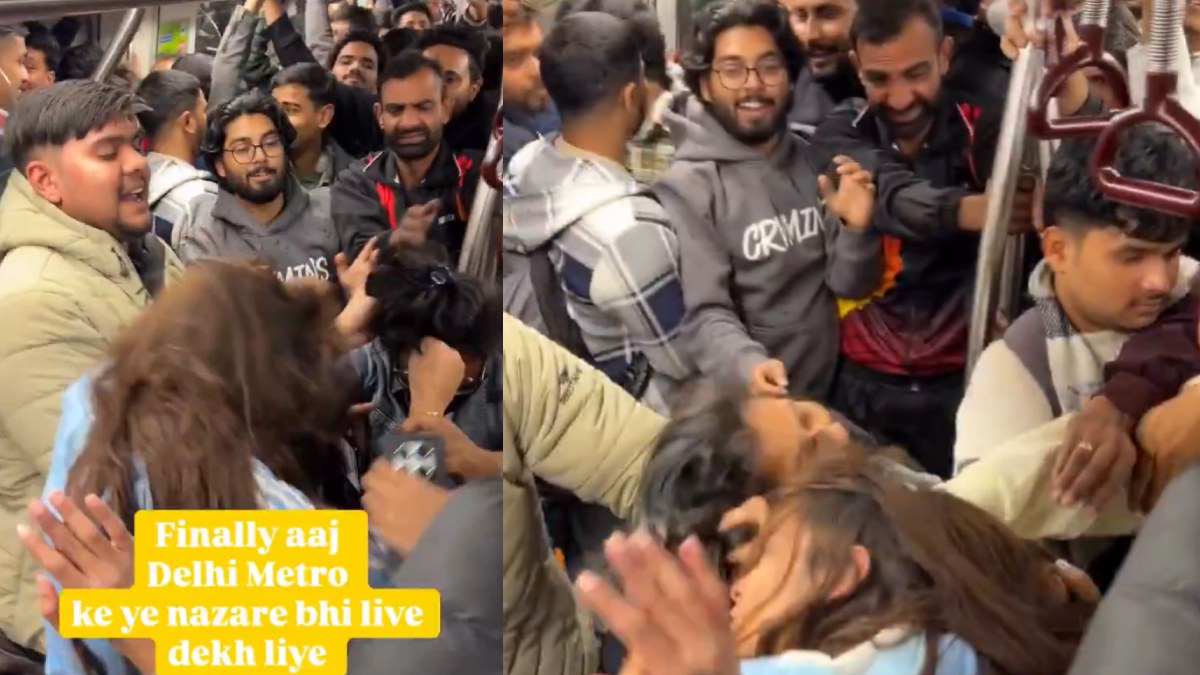 Delhi Metro Turns Into ‘Reality Show’ as Women Engage in Violent Hair-Pulling Brawl; Video Goes Viral