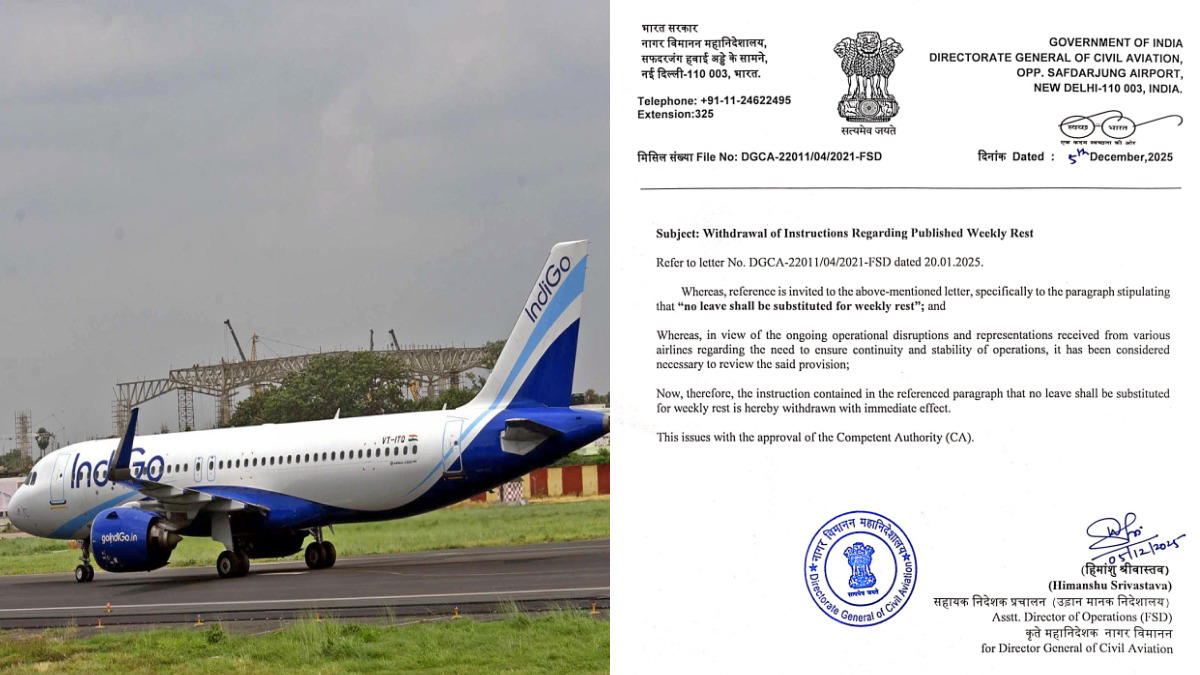 DGCA Withdraws Weekly Rest Rule After IndiGo Cancels 1000+ Flights Due to FDTL Chaos