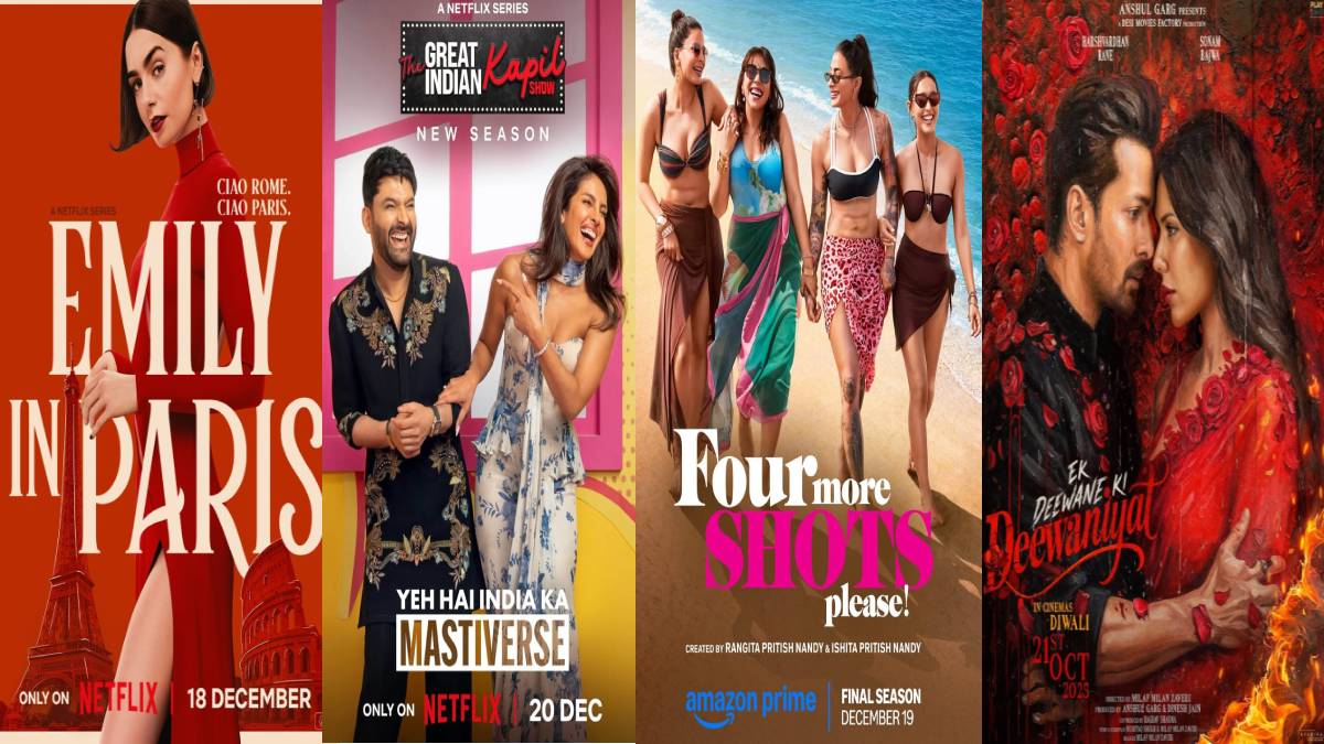 Major OTT Releases This Week (Dec 15–21, 2025) | Netflix, Prime Video, ZEE5, JioHotstar | Photo Credit: Instagram : @netflix_in , @kapilsharma , @harshvardhanrane , @4moreshotspls