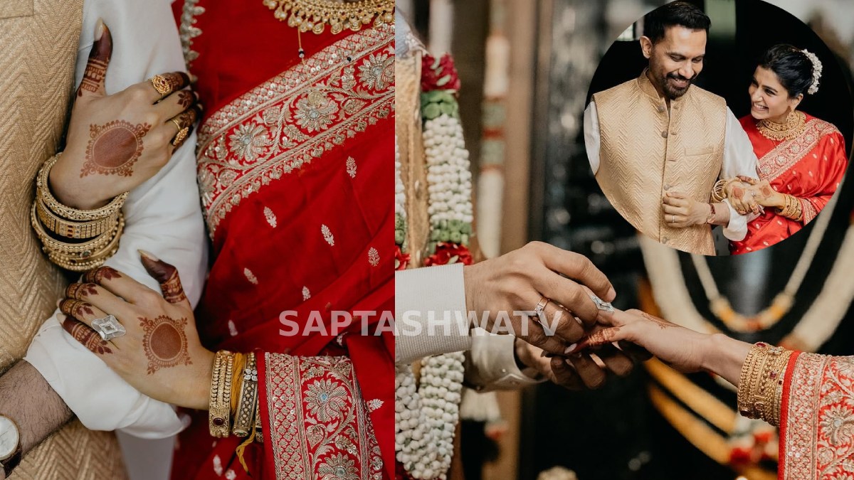 Samantha Ruth Prabhu Flaunts Giant Wedding Ring in Red Saree as She Marries Raj Nidimoru at Isha Yoga Centre
