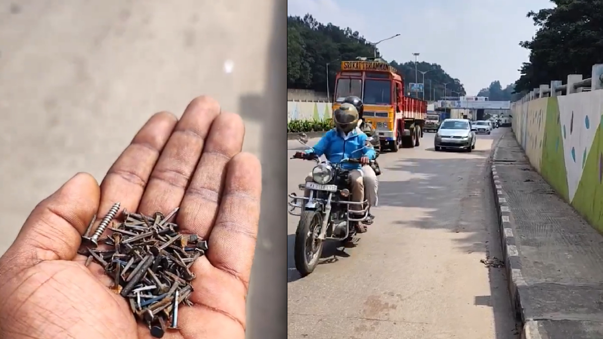 ಸಿಲಿಕಾನ್ ಸಿಟಿಯಲ್ಲಿ ಮತ್ತೆ ಪಂಚರ್ ಮಾಫಿಯಾ? ಬಿಇಎಲ್ ರಸ್ತೆಯಲ್ಲಿ ಸಾವಿರಾರು ಮೊಳೆಗಳ ದರ್ಶನ