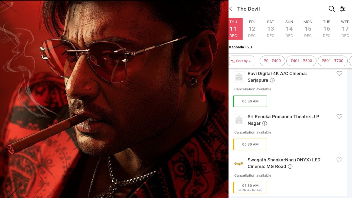 'ದಿ ಡೆವಿಲ್' ಟಿಕೆಟ್ ಬುಕಿಂಗ್ ಇಂದಿನಿಂದ ಶುರು; ಡಿಸೆಂಬರ್ 11ಕ್ಕೆ 6:30 AM ಶೋಗಳೊಂದಿಗೆ ಬಿಡುಗಡೆ