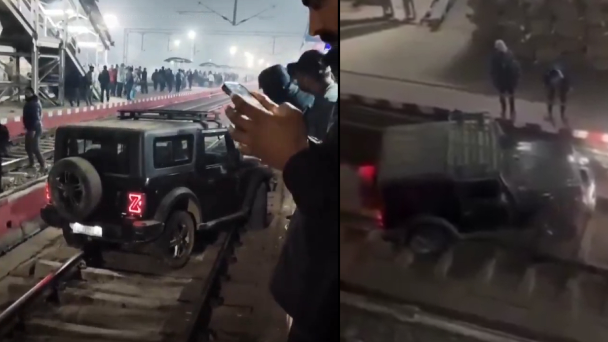 ರೈಲು ನಿಲ್ದಾಣದಲ್ಲಿ ಅಸಾಮಾನ್ಯ ಘಟನೆ – ರೈಲು ಬದಲು ವಾಹನ ನೋಡಿ ಬೆರಗಾದ ಪ್ರಯಾಣಿಕರು