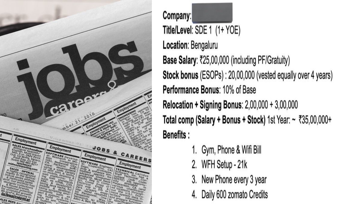 Bengaluru SDE Job Viral: ₹35 Lakh Package for 1-Year Experience Sparks Outrage