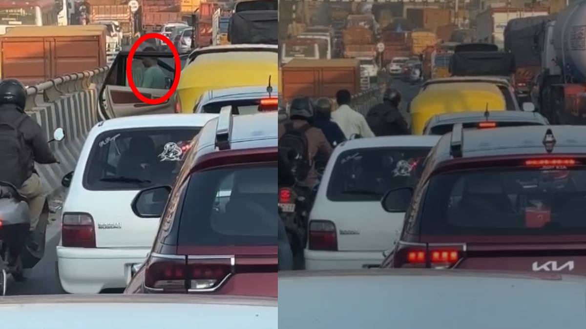 ಚಂದಾಪುರ ಟ್ರಾಫಿಕ್ ಜಾಮ್ – ನಡುರಸ್ತೆಯಲ್ಲಿ ಮೂತ್ರ ವಿಸರ್ಜನೆ ಮಾಡಿದ ಕಾರು ಚಾಲಕ