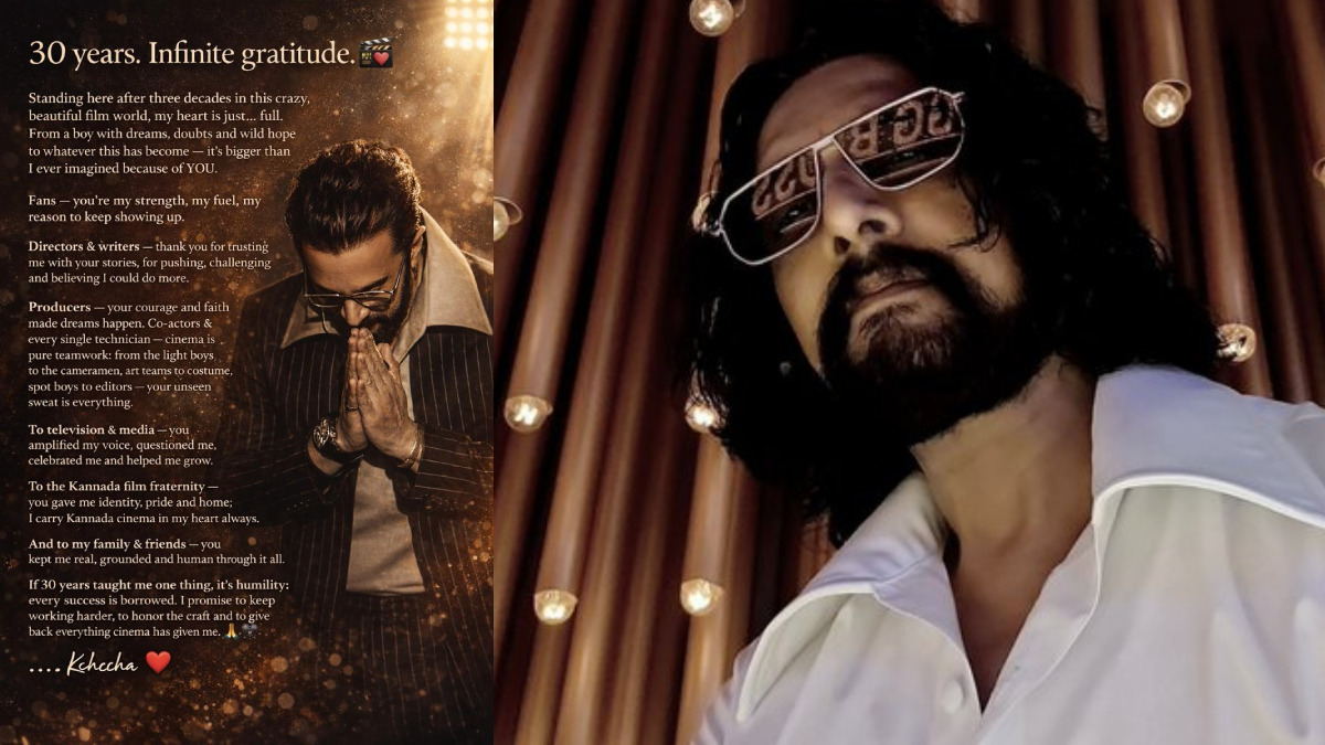 30 Years of Kichcha Sudeep: Superstar Pens Emotional Note on ‘Triple Decade’ Journey