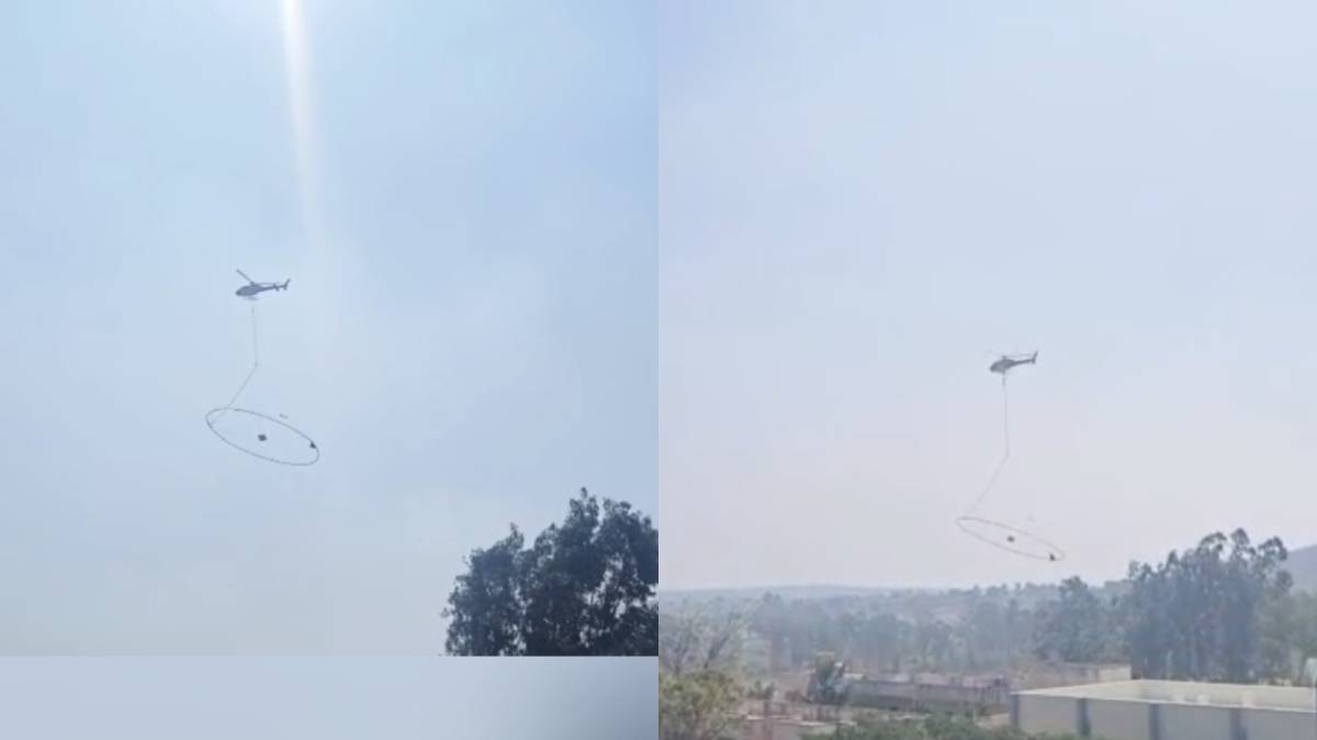 ದೊಡ್ಡದಾದ ರಿಂಗ್ ಮಾದರಿ ಹೊತ್ತು ತಂದ ಹೆಲಿಕಾಪ್ಟರ್ - ಜನರಲ್ಲಿ ಹೆಚ್ಚಿದ ಆತಂಕದ ದೃಶ್ಯ!!