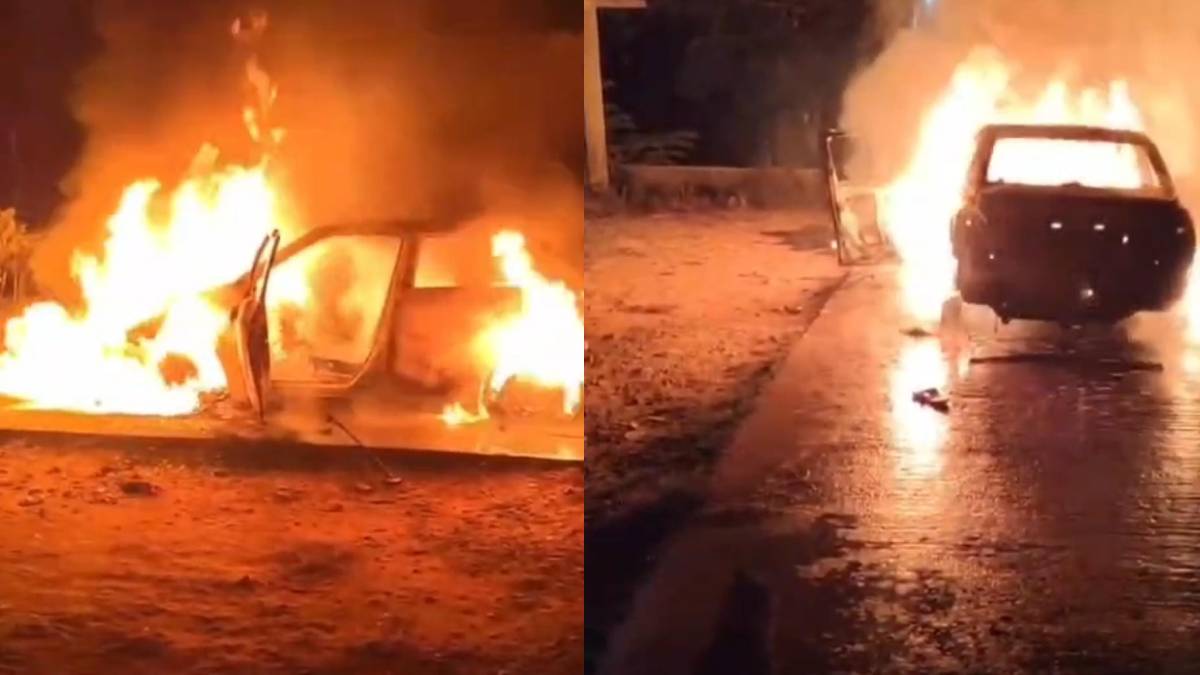 ಉಡುಪಿಯಲ್ಲಿ ಕಾರು ಬೆಂಕಿ – ಚಾಲಕನ ಸಮಯ ಪ್ರಜ್ಞೆಯಿಂದ ಐವರು ಪಾರು!!