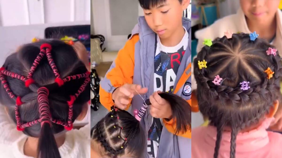 Young Brother in China Goes Viral for Braiding Sister’s Hair Daily