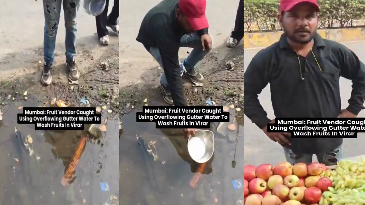 Viral Fruit Vendor Sparks Outrage After Washing Fruits in Gutter Water