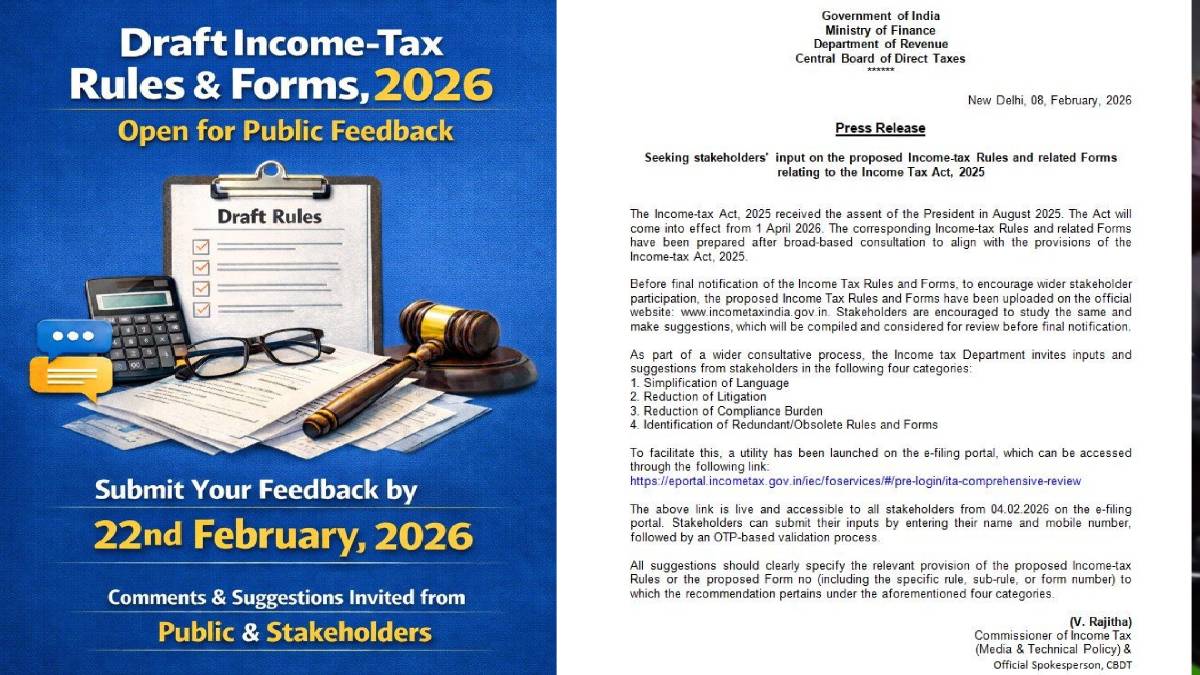 Government Invites Public Feedback on Draft Income-tax Rules & Forms, 2026