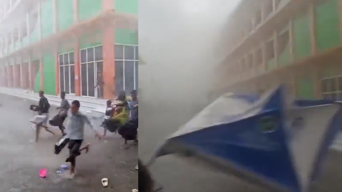 Watch: Indonesia Storm Rips Roof Off School; Students Scramble
