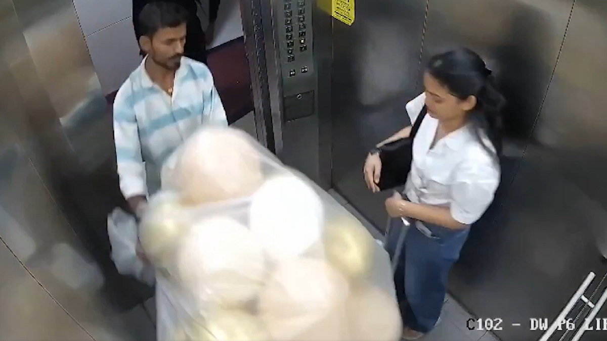 Mumbai Lift Balloon Explosion: 2 Injured in Goregaon Building Fire | Watch Viral Video