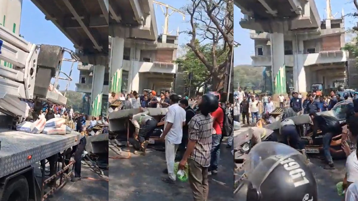 Mumbai Metro Mishap: Giant Cement Block Falls from Metro Pillar onto Busy Road in Mulund