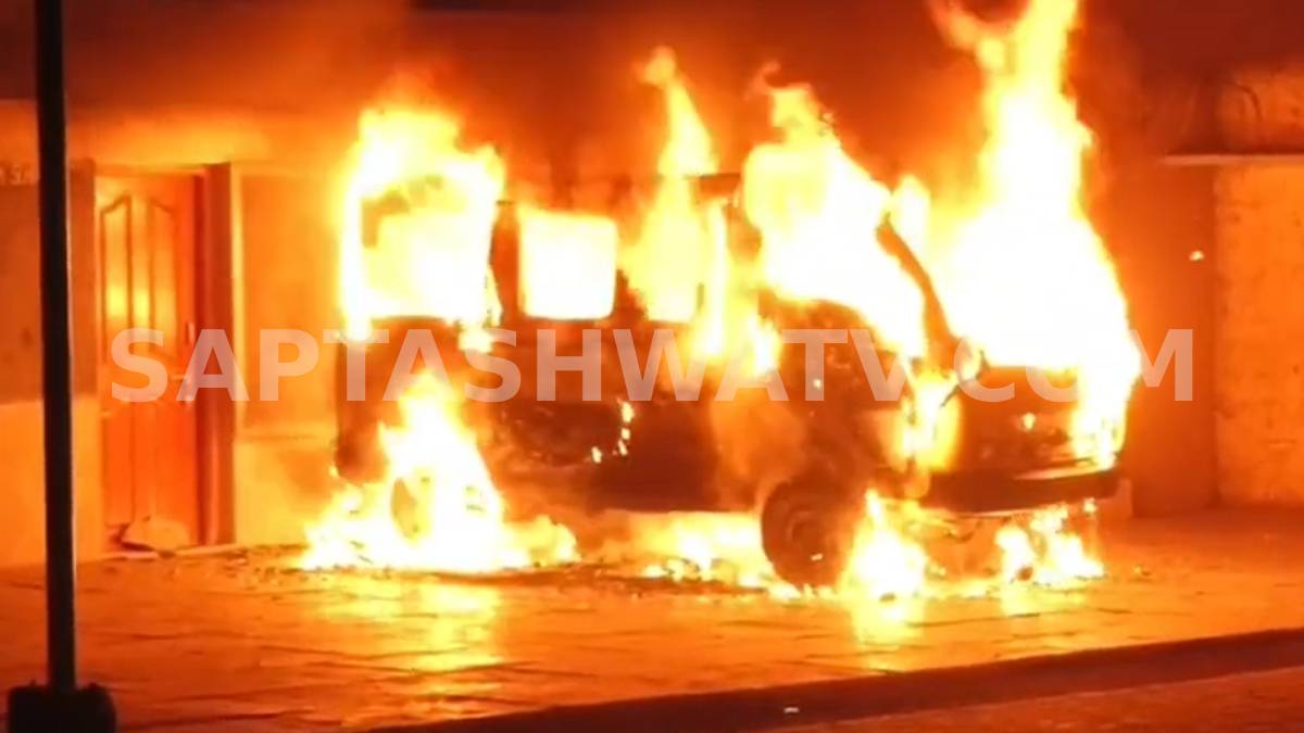 Electrical Short Circuit Suspected as Hukkeri School Vehicle Catches Fire, No Injuries