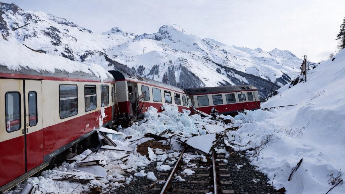 Swiss Alps Train Derailment: Avalanche Strikes Near Goppenstein