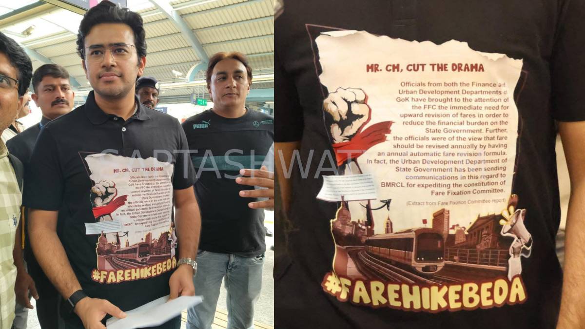 Tejasvi Surya Leads Strong Protest Against Bengaluru Metro Fare Hike Decision