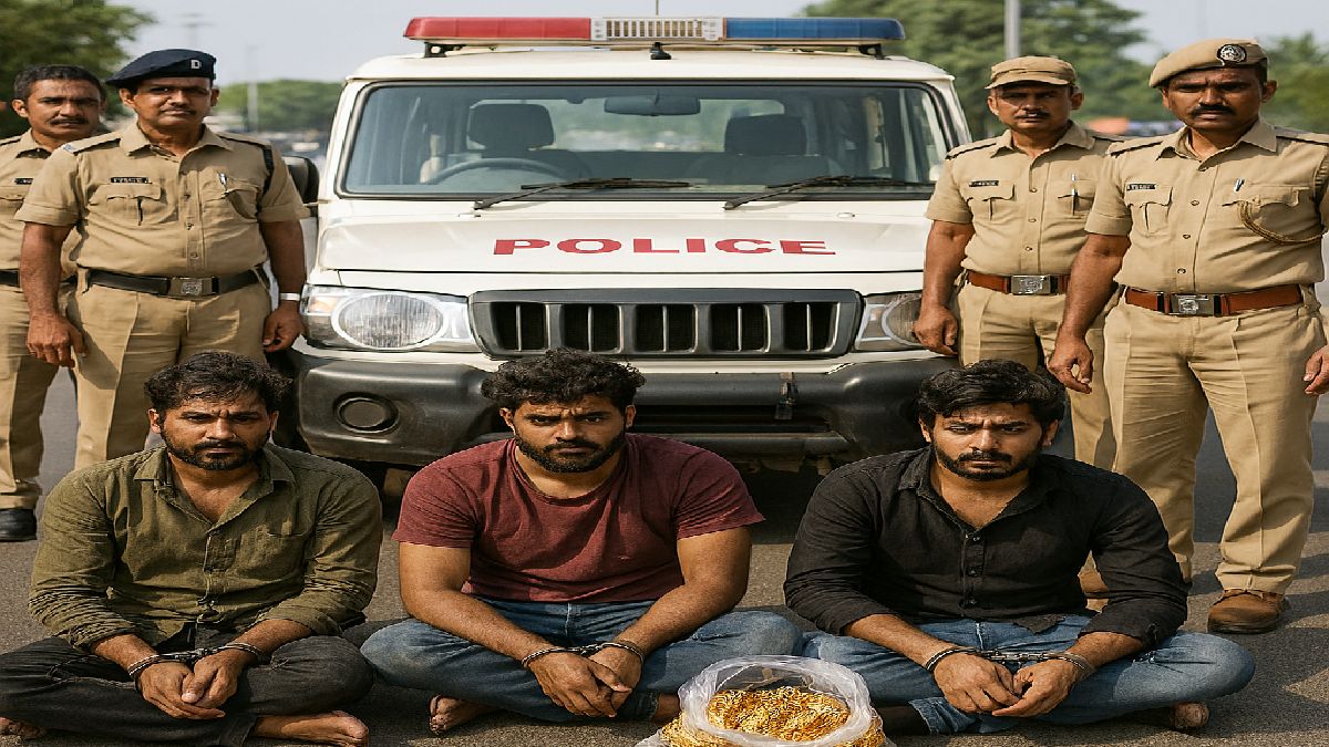 Gold Robbers Nabbed After 15km High-Speed Chase in Tumakuru | Photo Credit: AI Image