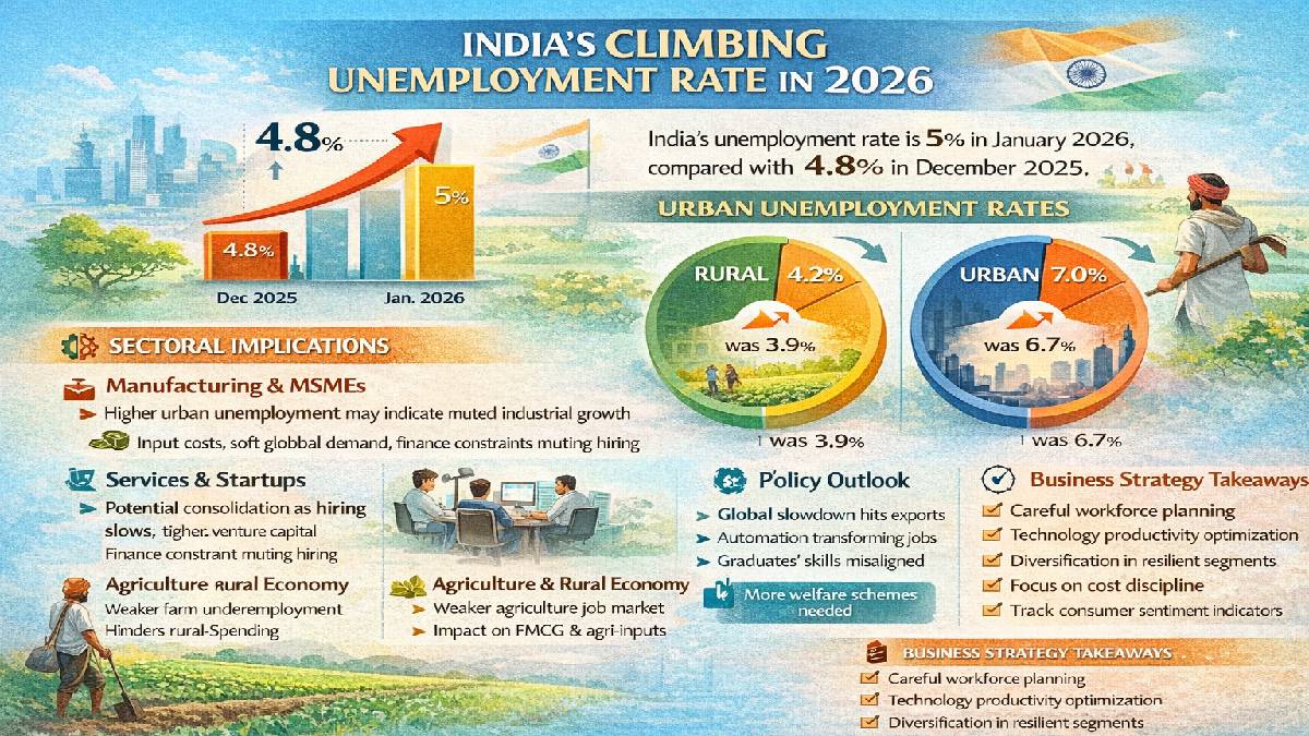 The Unemployment Rate of India Rose to 5% in January 2026: The Business and Economic Signals