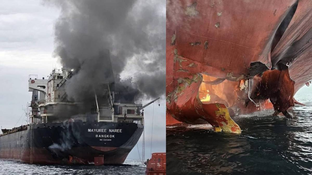 ಸಮುದ್ರದ ಮಧ್ಯೆ ಹೊತ್ತಿ ಉರಿದ ಬೃಹತ್ ನೌಕೆ - ಥಾಯ್ ಮಾಧ್ಯಮಗಳಿಂದ ಸ್ಫೋಟಕ ದೃಶ್ಯಗಳ ಬಿಡುಗಡೆ!!