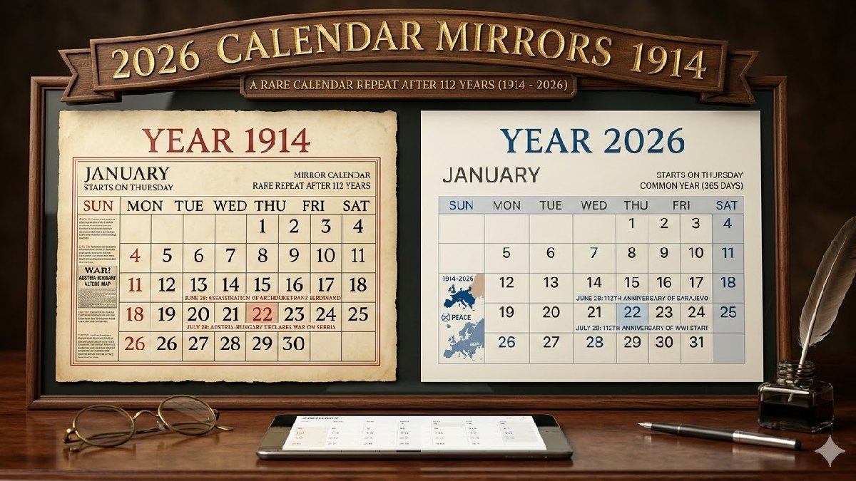 2026 Calendar Mirrors 1914: A Rare Calendar Repeat After 112 Years