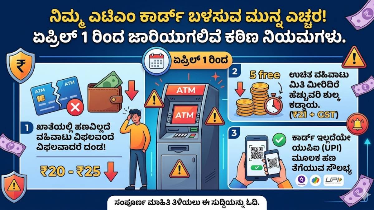 ಏಪ್ರಿಲ್ 1ರಿಂದ ಎಟಿಎಂ ನಿಯಮಗಳಲ್ಲಿ ದೊಡ್ಡ ಬದಲಾವಣೆ;