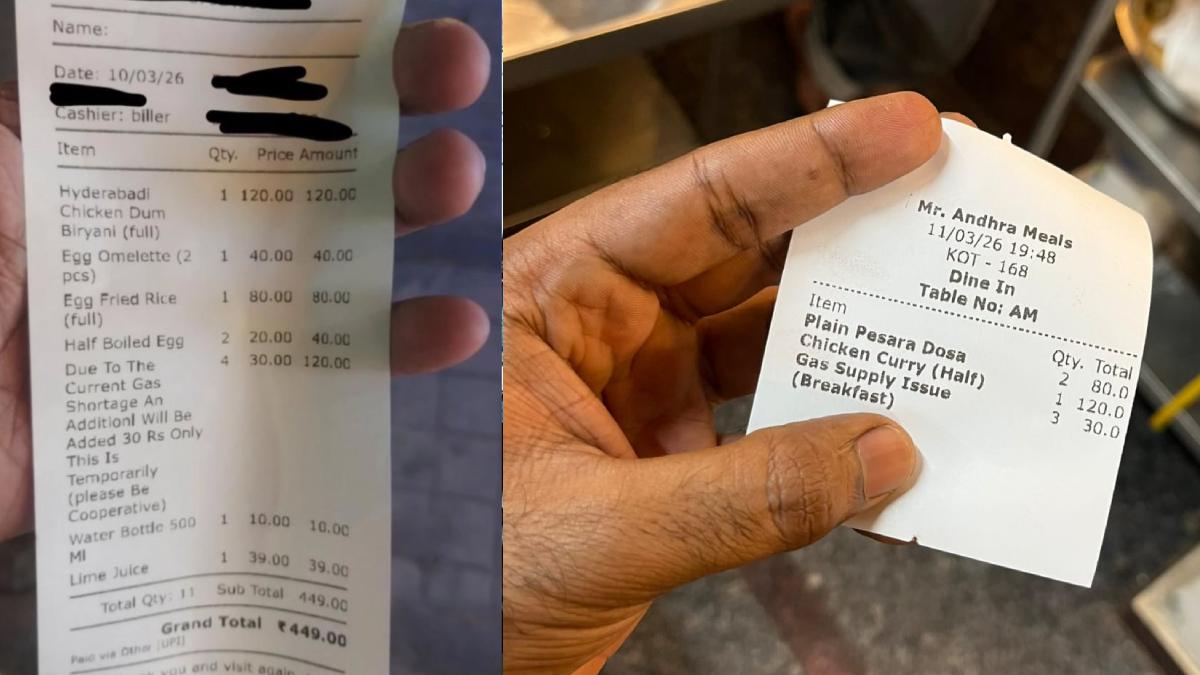 Bengaluru Restaurant Adds ₹30 ‘Gas Charge’ to Bill