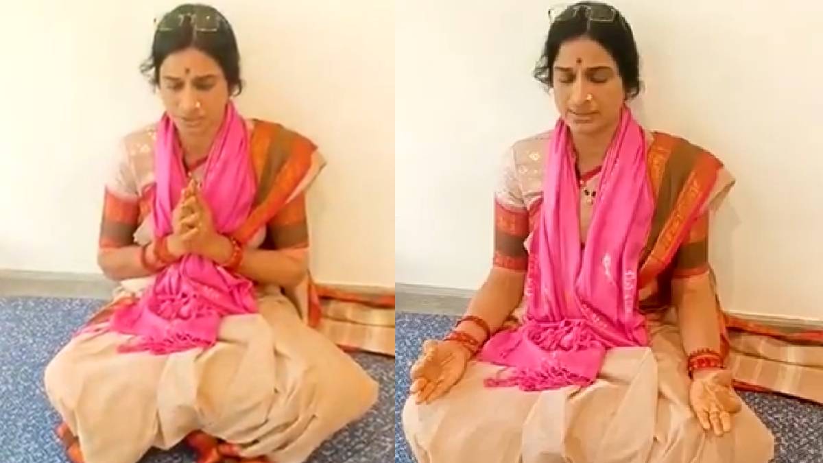 BJP Leader Kompella Sparks Controversy by Chanting Durga Suktam at Delhi Airport