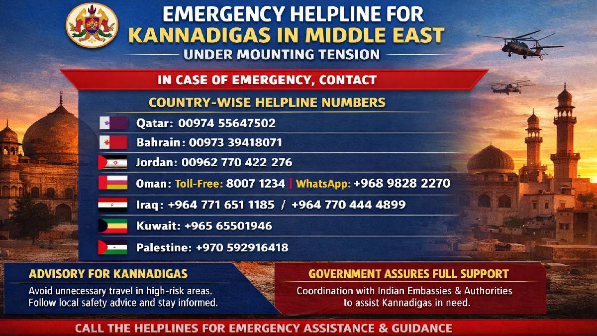 Emergency Helplines Issued by Karnataka Govt for Kannadigas in Middle East