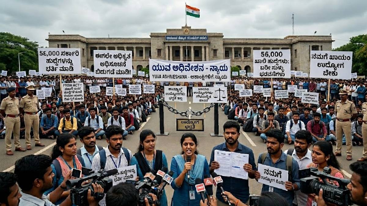 ನಮಗೆ ಕೆಲಸ ಬೇಕು, ಭರವಸೆಗಳಲ್ಲ - 56,000 ಹುದ್ದೆಗಳಿಗಾಗಿ ಧಾರವಾಡದಿಂದ ಶುರುವಾಯ್ತು ಮಹಾಸಮರ!!