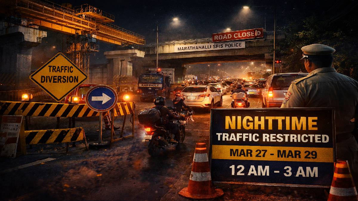 ಮಾರತಹಳ್ಳಿ ಸವಾರರೇ ಗಮನಿಸಿ - ಇಂದಿನಿಂದ 3 ದಿನ ರಾತ್ರಿ ವೇಳೆ ಸಂಚಾರ ಬಂದ್!!