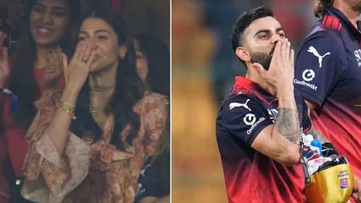 ಗೆಲುವಿನ ಸಂಭ್ರಮದಲ್ಲಿ ಅನುಷ್ಕಾಗೆ ಫ್ಲೈಯಿಂಗ್ ಕಿಸ್ - ವಿರಾಟ್ ಕೊಹ್ಲಿ ಕ್ಯೂಟ್ ವಿಡಿಯೋ ವೈರಲ್!!