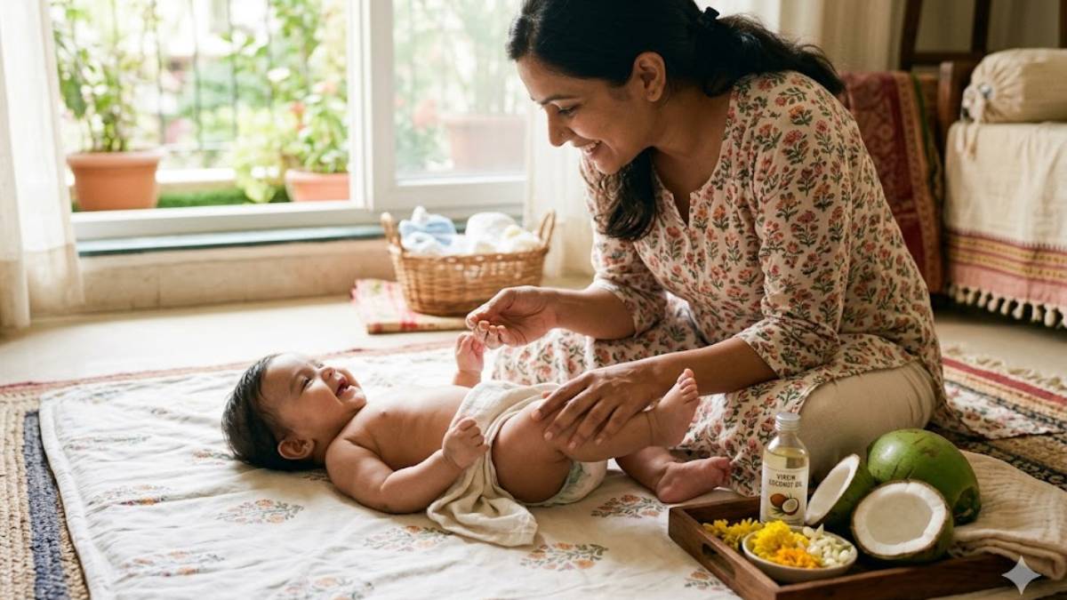 ಬೇಸಿಗೆಯ ಬಿಸಿಲಲ್ಲಿ ಮಗುವಿನ ಚರ್ಮಕ್ಕೆ ಬೇಕು ತಂಪು ಮಸಾಜ್ - ಈ 5 ನೈಸರ್ಗಿಕ ಎಣ್ಣೆಗಳೇ ಬೆಸ್ಟ್!! ಹೀಗೆ ಬಳಸಿರಿ;