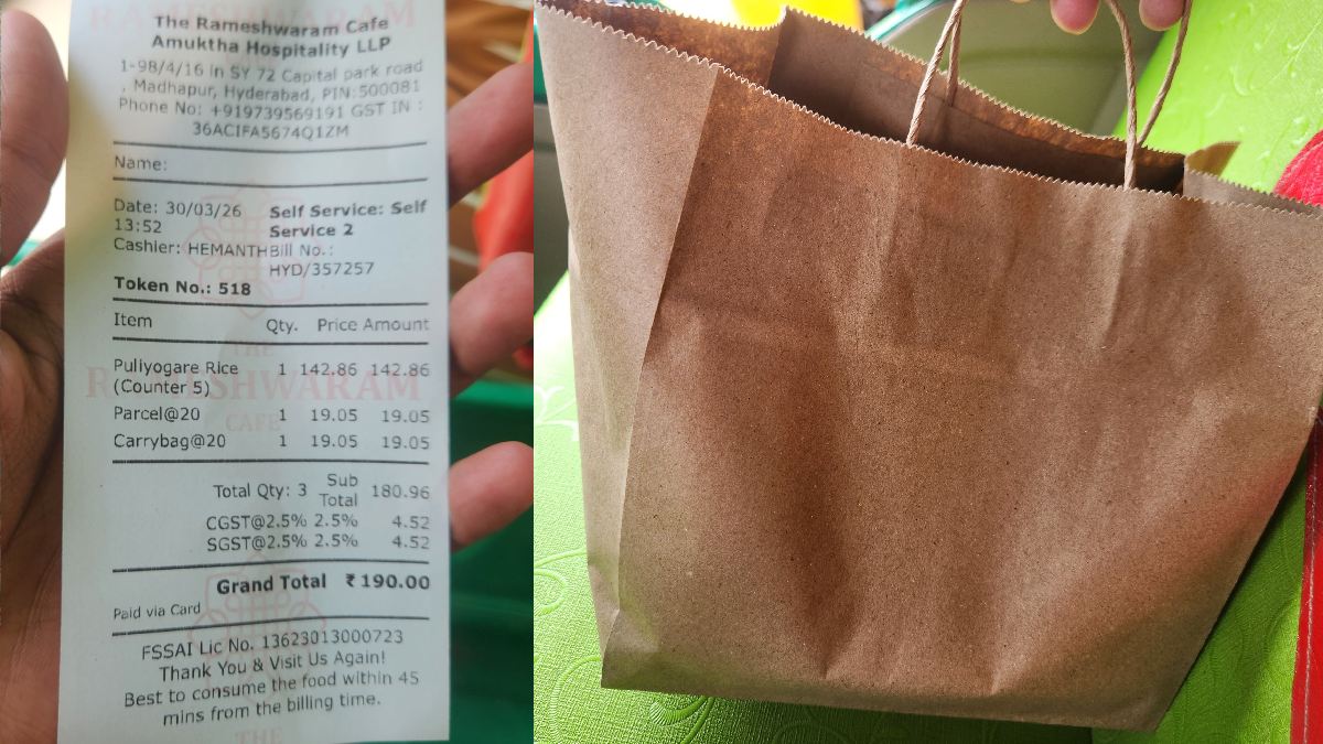 Rameshwaram Café Faces Backlash Over Extra Charges on Takeaway Orders