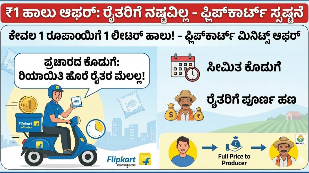 ರೈತರ ಬೆನ್ನಿಗೆ ನಿಂತ ಫ್ಲಿಪ್‌ಕಾರ್ಟ್ -1 ರೂ. ಹಾಲು ಆಫರ್‌ನಿಂದ ಹೈನುಗಾರರಿಗೆ ಸಂಕಷ್ಟವಿಲ್ಲ ಎಂದ ಸಂಸ್ಥೆ ಹೇಳಿದ್ದೇನು?