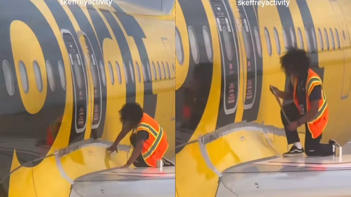 Spirit Airlines Passenger Spots Plane “Duct-Taped” in Flight | Photo Credit: https://x.com/WallStreetApes