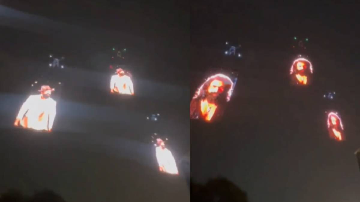 Drones Light Up Hyderabad Sky for Spectacular Toxic Movie Launch at Durgam Cheruvu