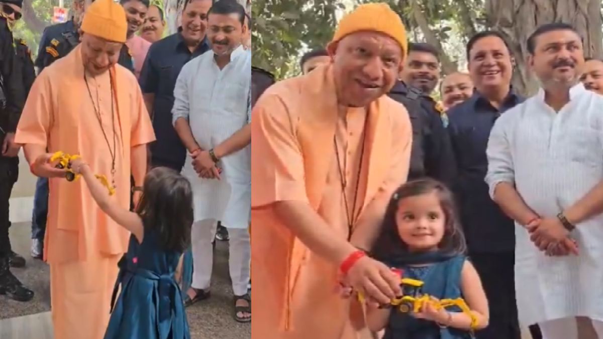UP CM Yogi Adityanath Meets Children at Gorakhnath Temple in Gorakhpur