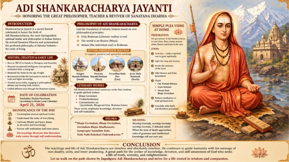 Adi Shankaracharya Jayanti 2026: History, Significance, and Puja Vidhi