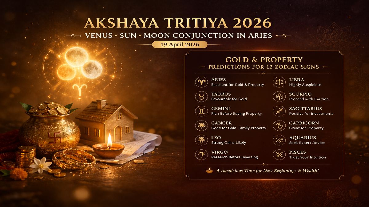 Akshaya Tritiya 2026: Venus–Sun–Moon Conjunction in Aries - Who Will Buy Gold and Property Across the 12 Zodiac Signs?
