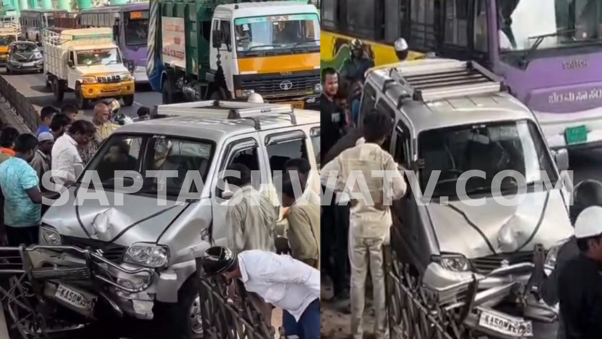 Bengaluru–Hosur Highway Accident: Maruti Eeco Crashes Near Electronic City, No Injuries