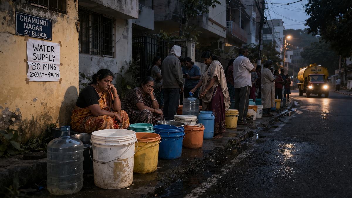 Bengaluru Water Crisis: Rajajinagar Residents Face Severe Shortage, Midnight Struggle for Water