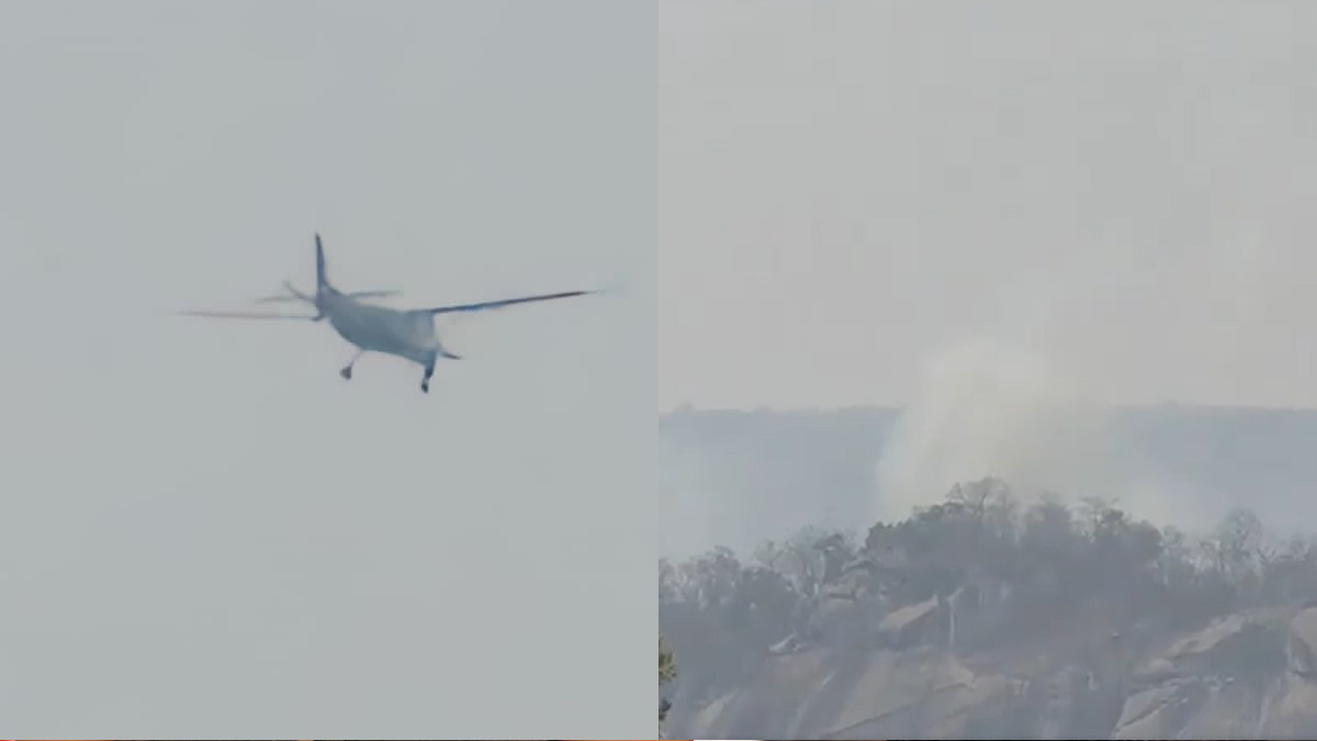 Chhattisgarh Plane Crash: Private Aircraft Goes Down, Fire Erupts on Hillside