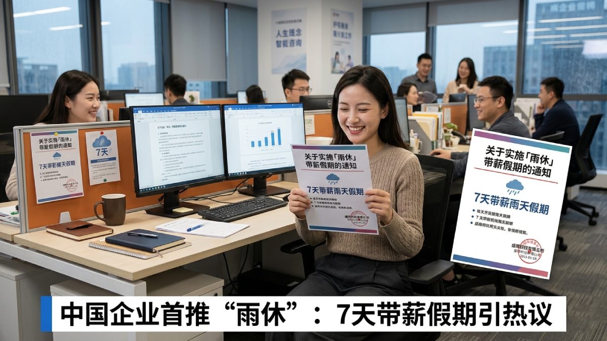 China Firm Introduces Rain Leave: 7-Day Paid Holiday for Employees Goes Viral