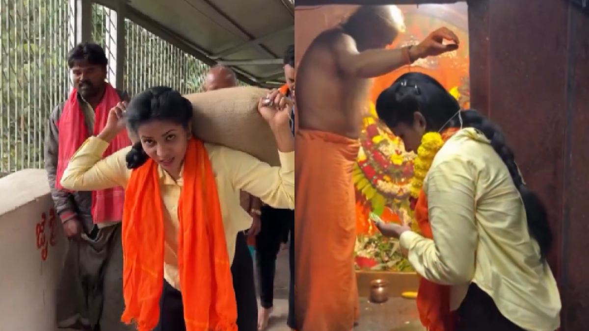 Anjanadri Hills Devotion: Young Girl Carries 25kg Rice Bag Up 600 Steps